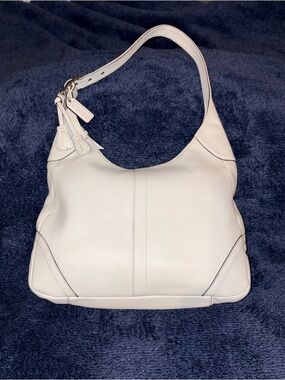 Vintage Coach Hamilton Tassel Hobo Bag in Bone/White
